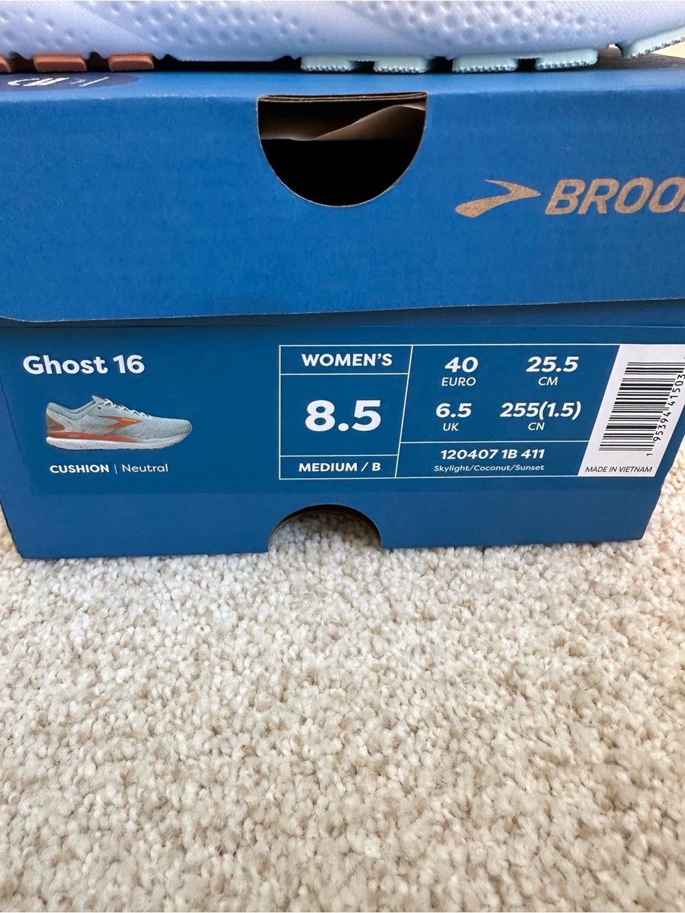 BROOKS Women's Ghost 16 Running Shoes in Mint with Peach Accents Size 8.5 NWT - Picture 2 of 7